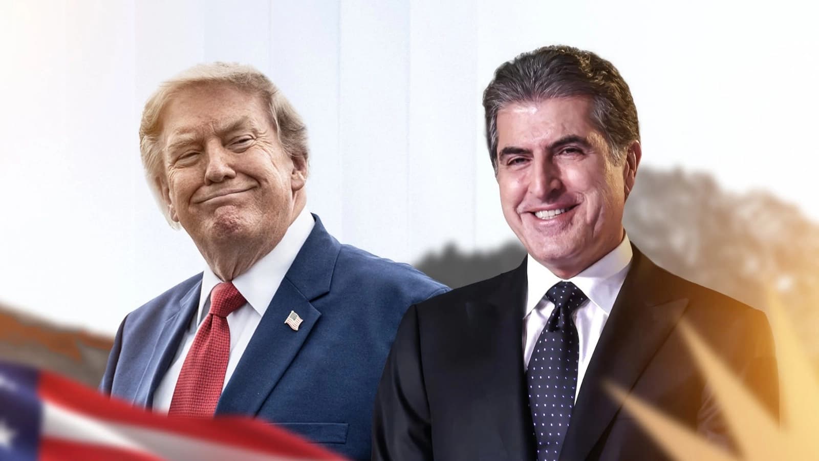 US President Donald Trump and Kurdistan Region President Nechirvan Barzani. Graphic: Rudaw