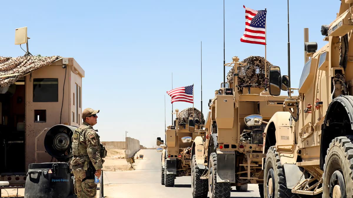 A patrol passes through a control point at Ain al Asad airbase, Iraq, on July 4, 2021. Photo: US Department of Defense
