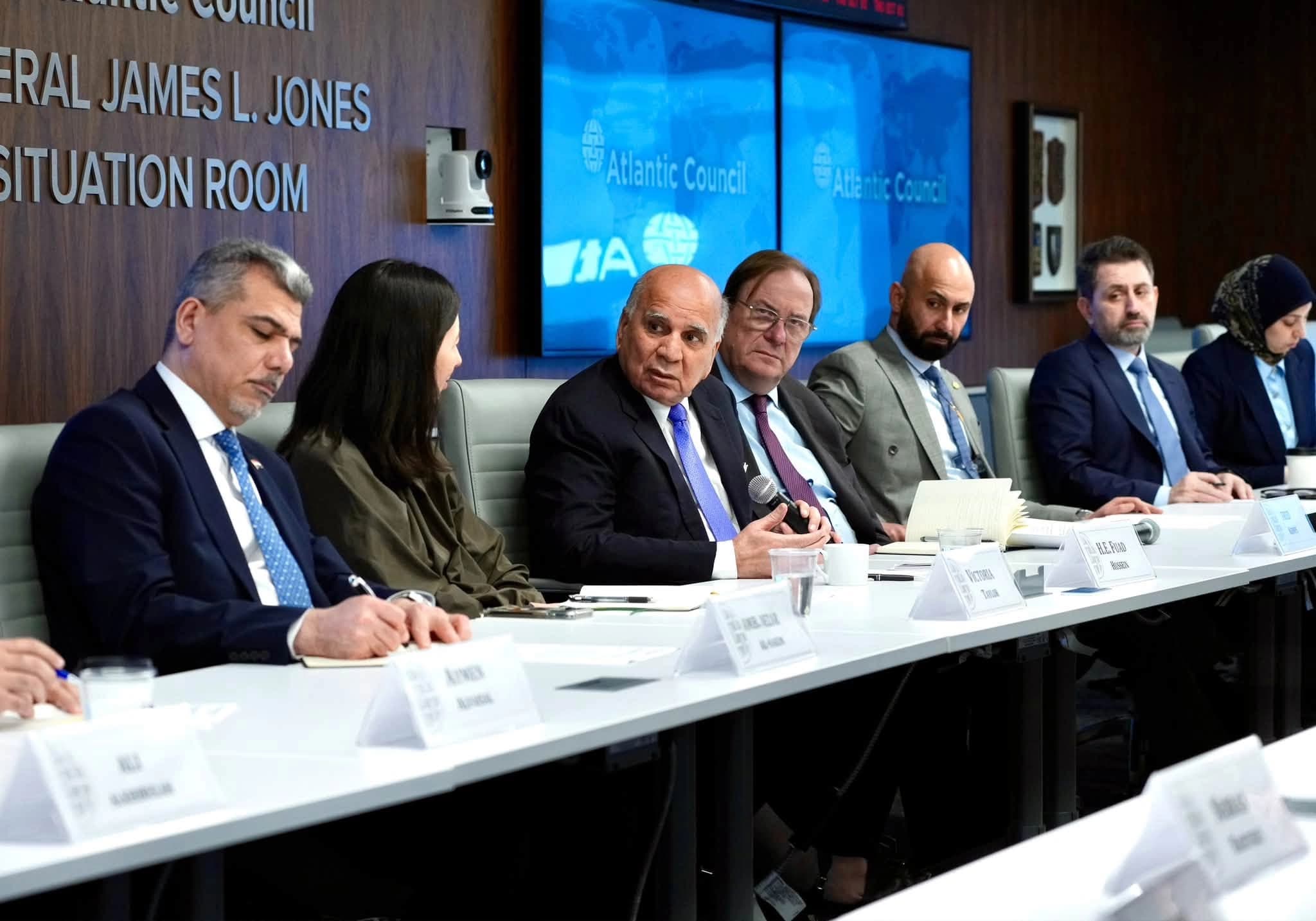 فوئاد حوسێن، وەزیری دەرەوەی عێراق لە کۆڕبەندی ئەنجوومەنی ئەتلانتیک لە واشنتن